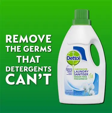 Remove the germs that Detergents can't